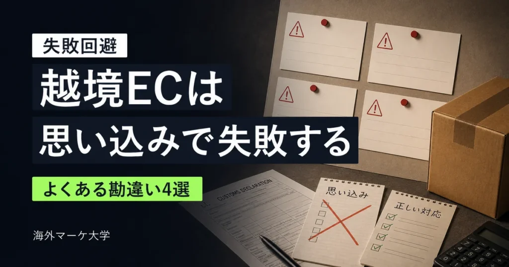 越境ECのよくある失敗と勘違い4類型を示すサムネイル