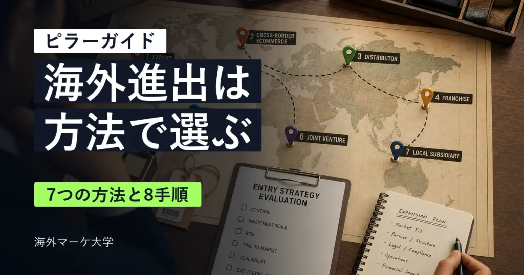 海外進出の7つの方法と8つの手順を示すサムネイル